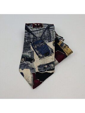 Vintage Gant Silk Tie Retro European Map Cars Racing Novelty Preppy Classic
